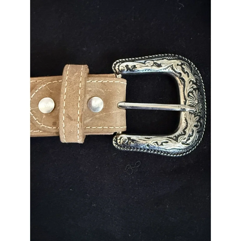 Women's Leather Western Belt‎ Innovation Mexico Embroidered Floral Size 44 NWOT